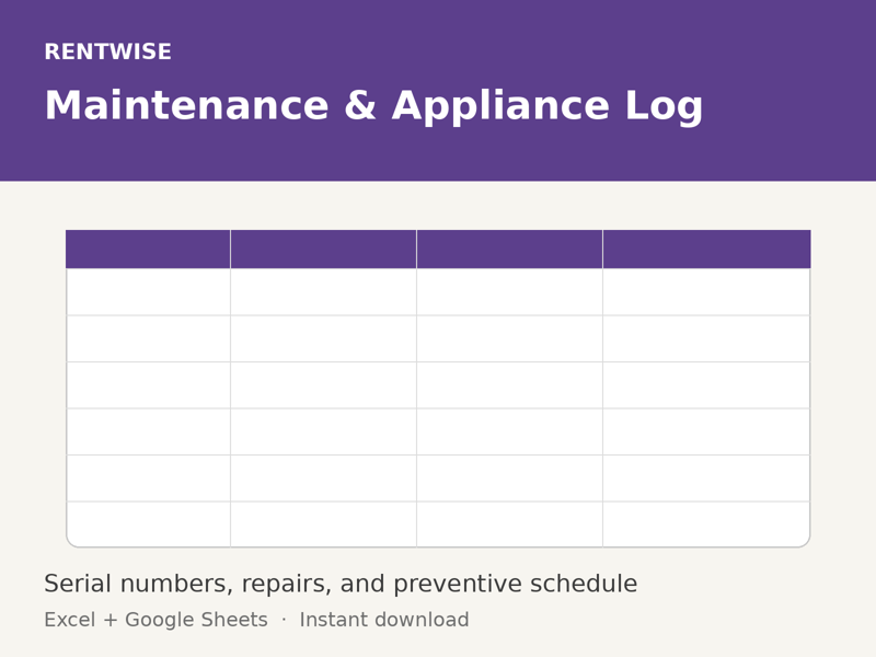 Maintenance & Appliance Log preview
